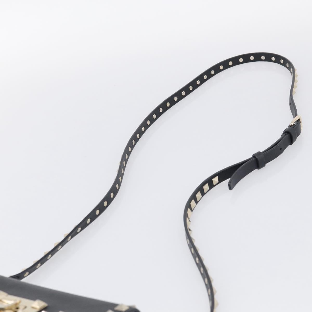 Valentino Garavani Rockstud Flip Lock Flap Leather, Black, Leather, Handbag