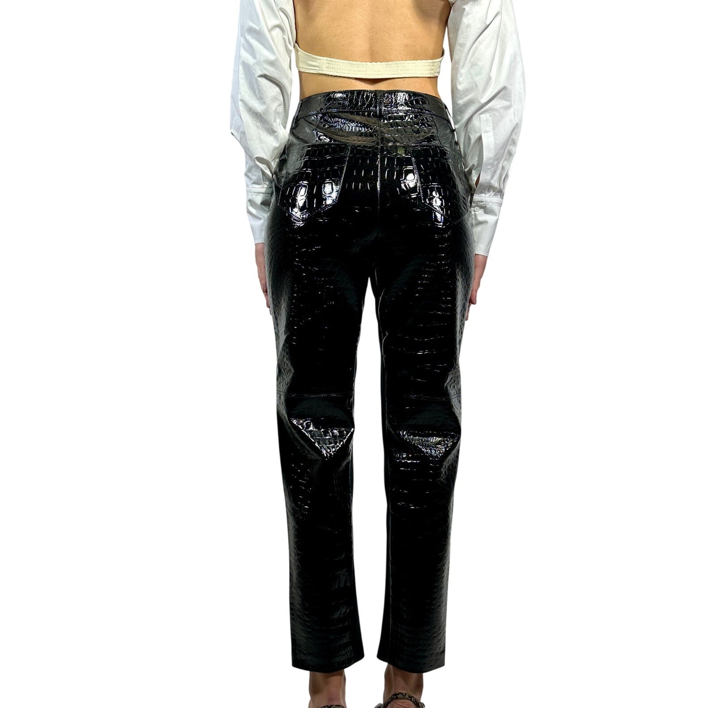 NWT KARL LAGERFELD Faux Croc Patent Pants