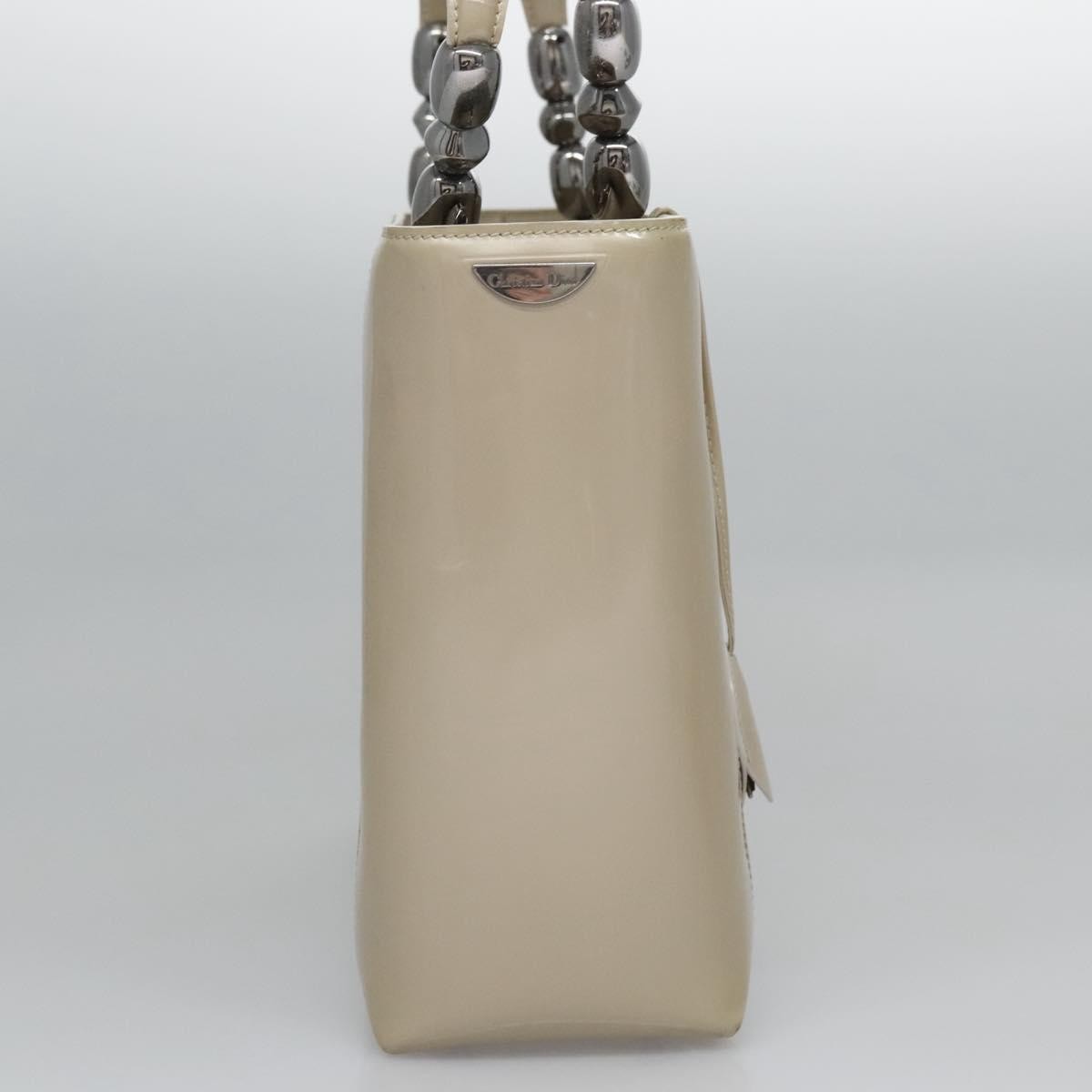 Christian Dior Pearl Lady Dior Patent leather, Beige, Patent Leather, Handbag