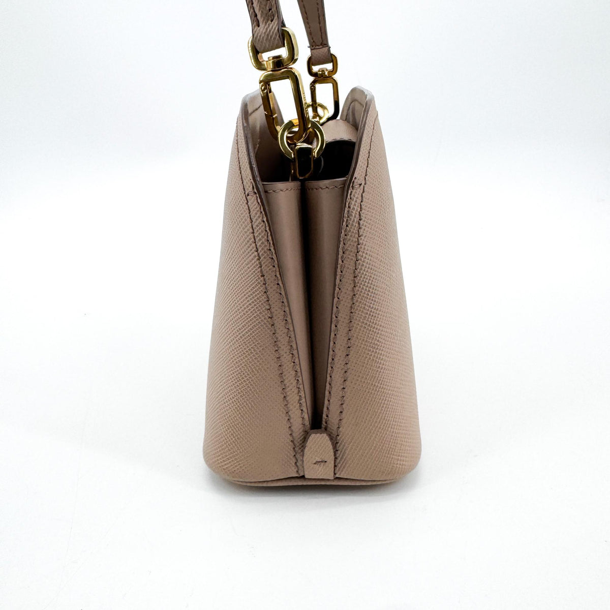 Prada Matinee Top Handle Saffiano Leather, Beige, Leather, Handbag
