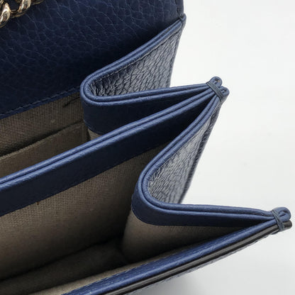 Gucci Interlocking Leather, Blue, Leather, Shoulder Bag