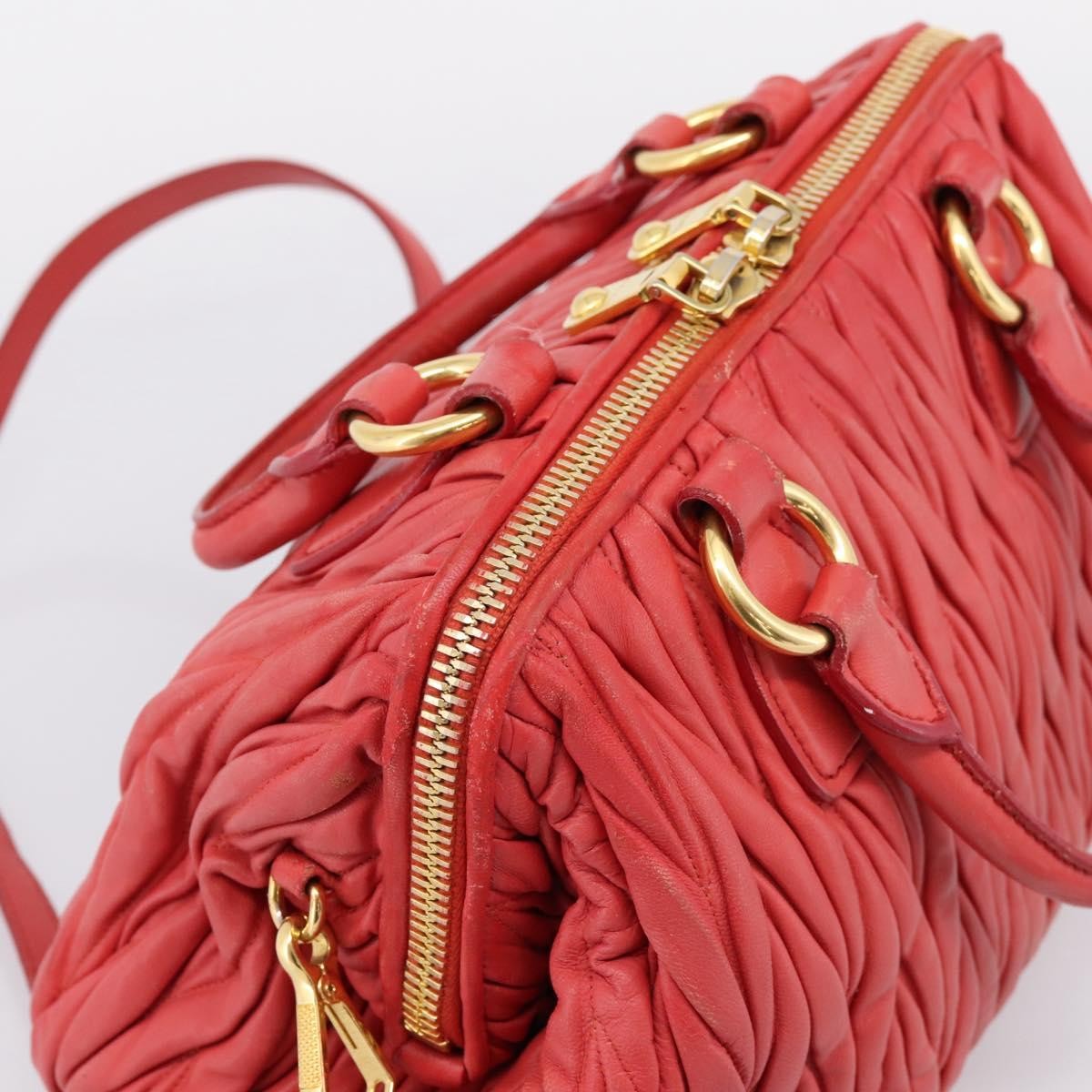 Miu Miu Madras Bowler Matelasse Leather, Red, Leather, Handbag