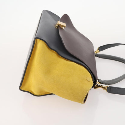 Celine Tricolor Trapeze Leather, Multicolour, Leather, Handbag