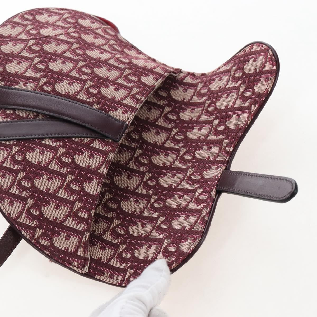 Christian Dior Saddle Belt Oblique Canvas, Burgundy, Canvas, Handbag