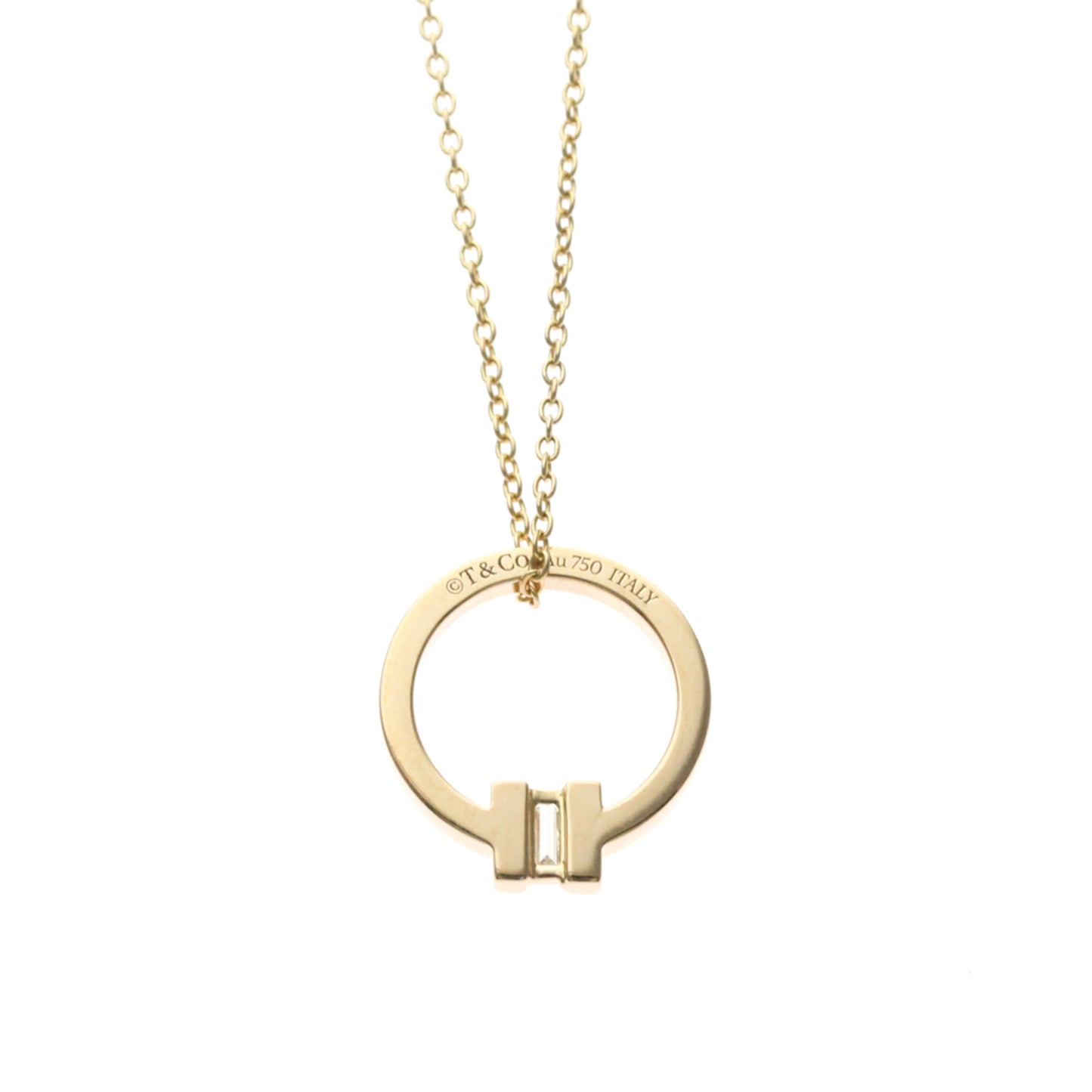 Tiffany & Co. T Circle Pendant 18K Rose Gold with Diamond, Gold, Pink Gold, Necklace