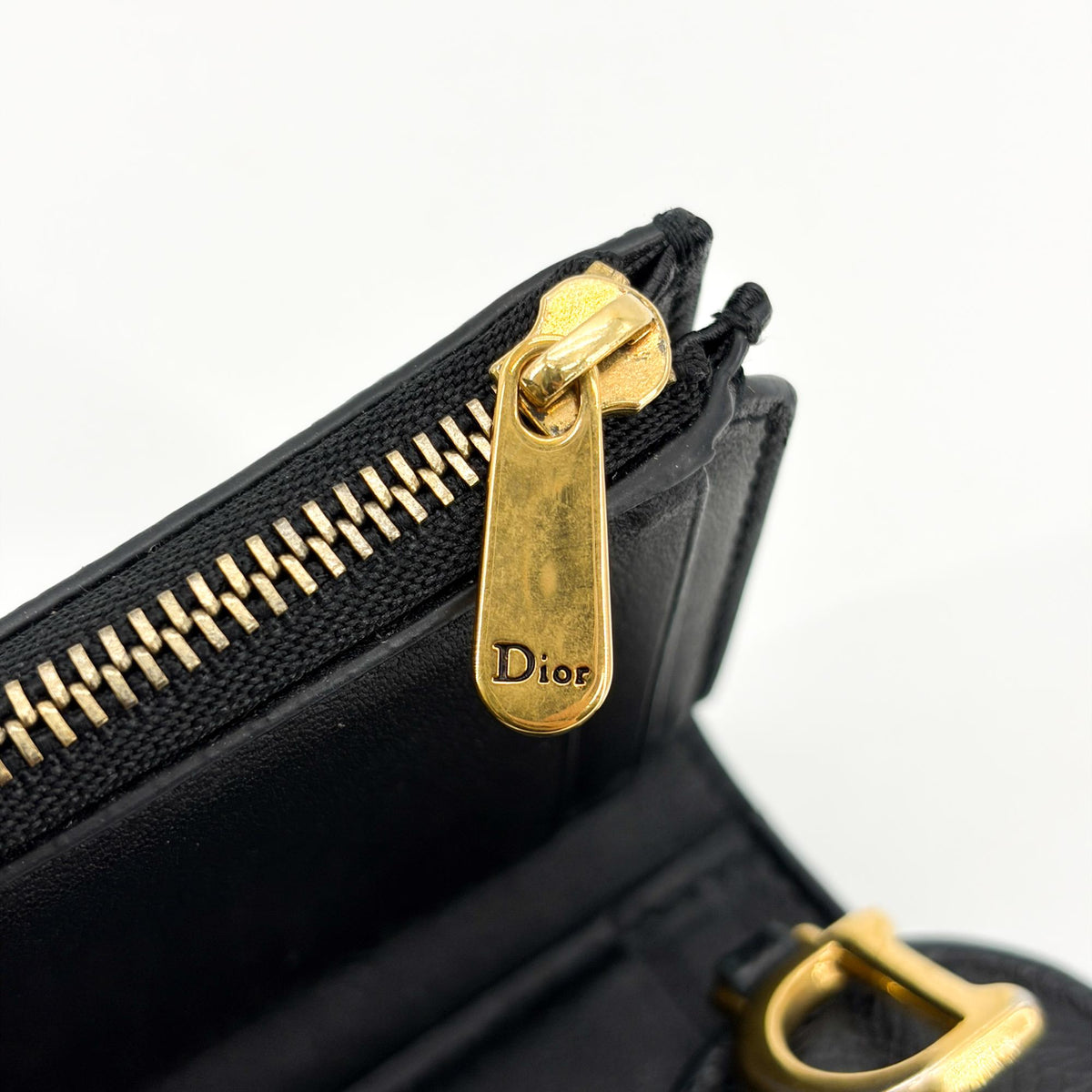 Christian Dior Saddle Lotus Leather, Black, Leather, Wallet