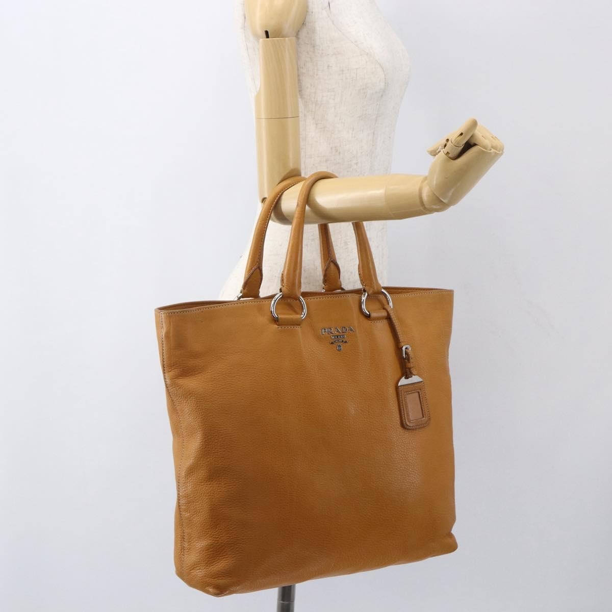 Prada Convertible Shopper Vitello Daino, Brown, Leather, Tote Bag