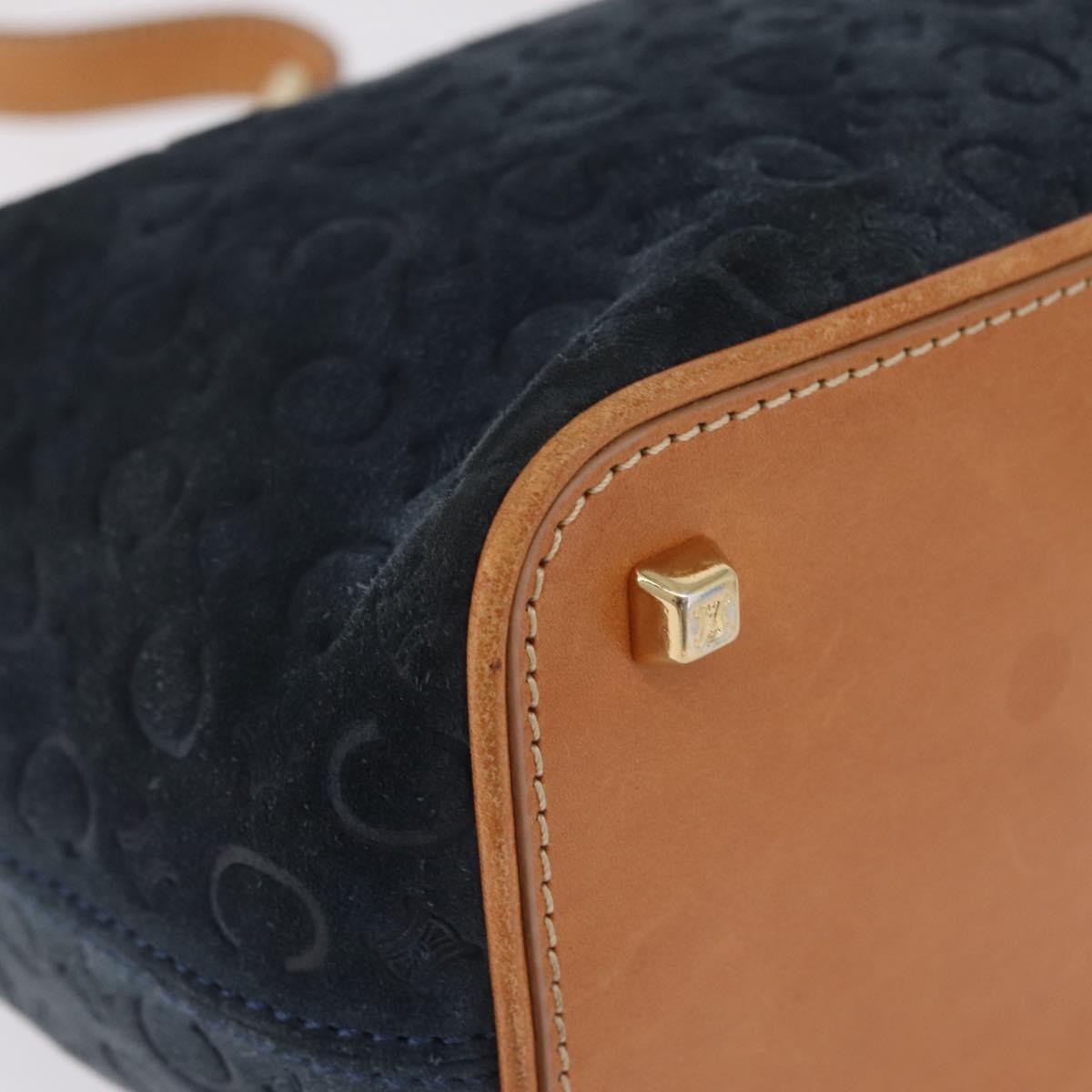 Celine C Macadam Shoulder Suede, Navy, Suede, Handbag