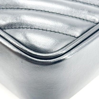 Saint Laurent Lou Camera Matelasse Chevron Velvet, Black, Leather, Handbag