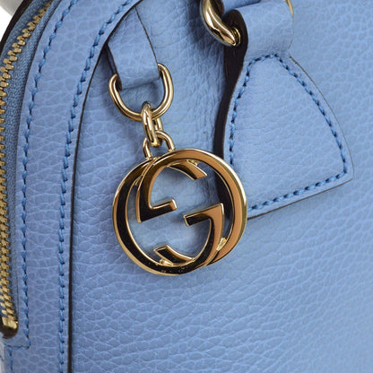 Gucci Interlocking Top Handle Leather, Blue, Leather, Handbag
