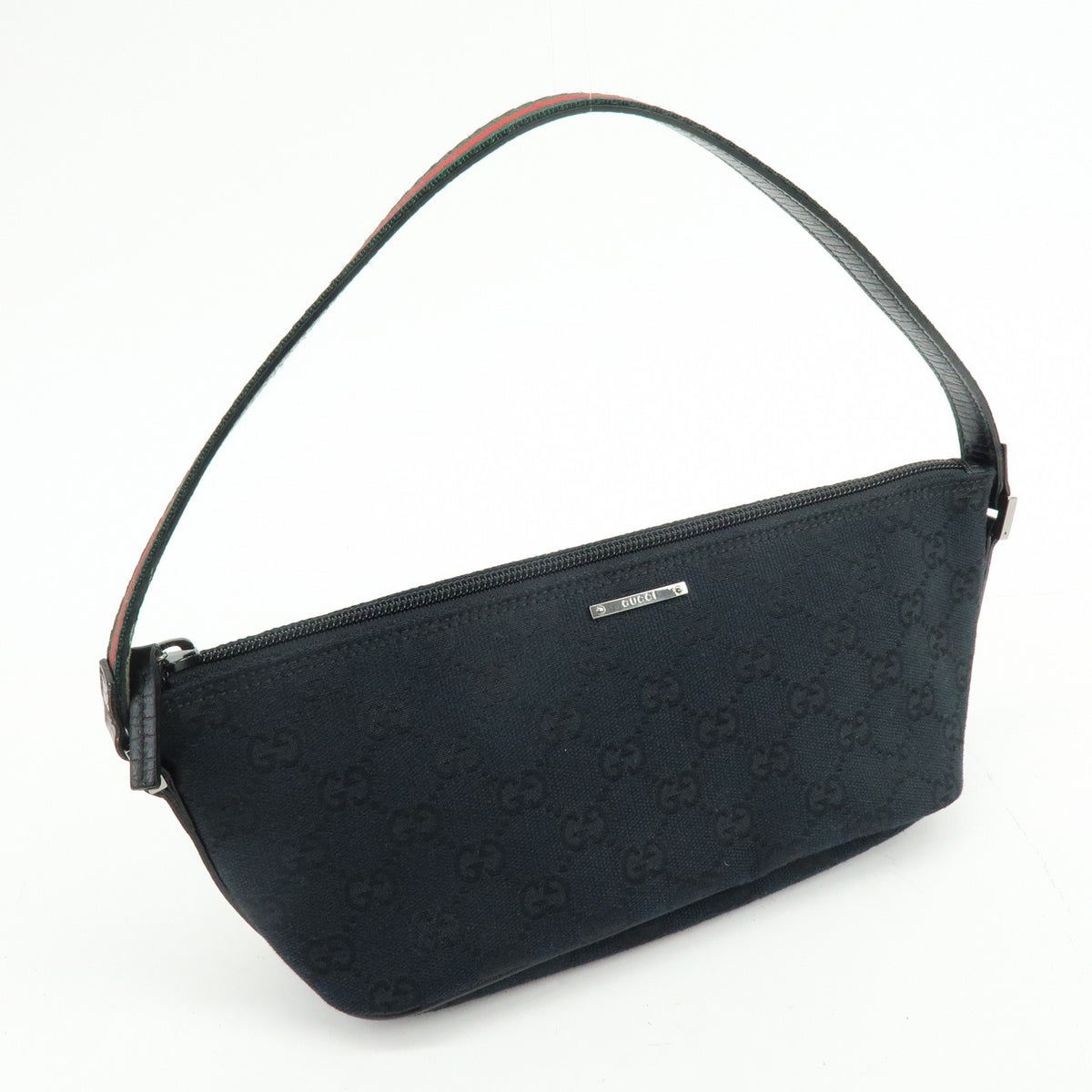 Gucci Boat Pochette GG Denim, Black, Canvas, Clutch