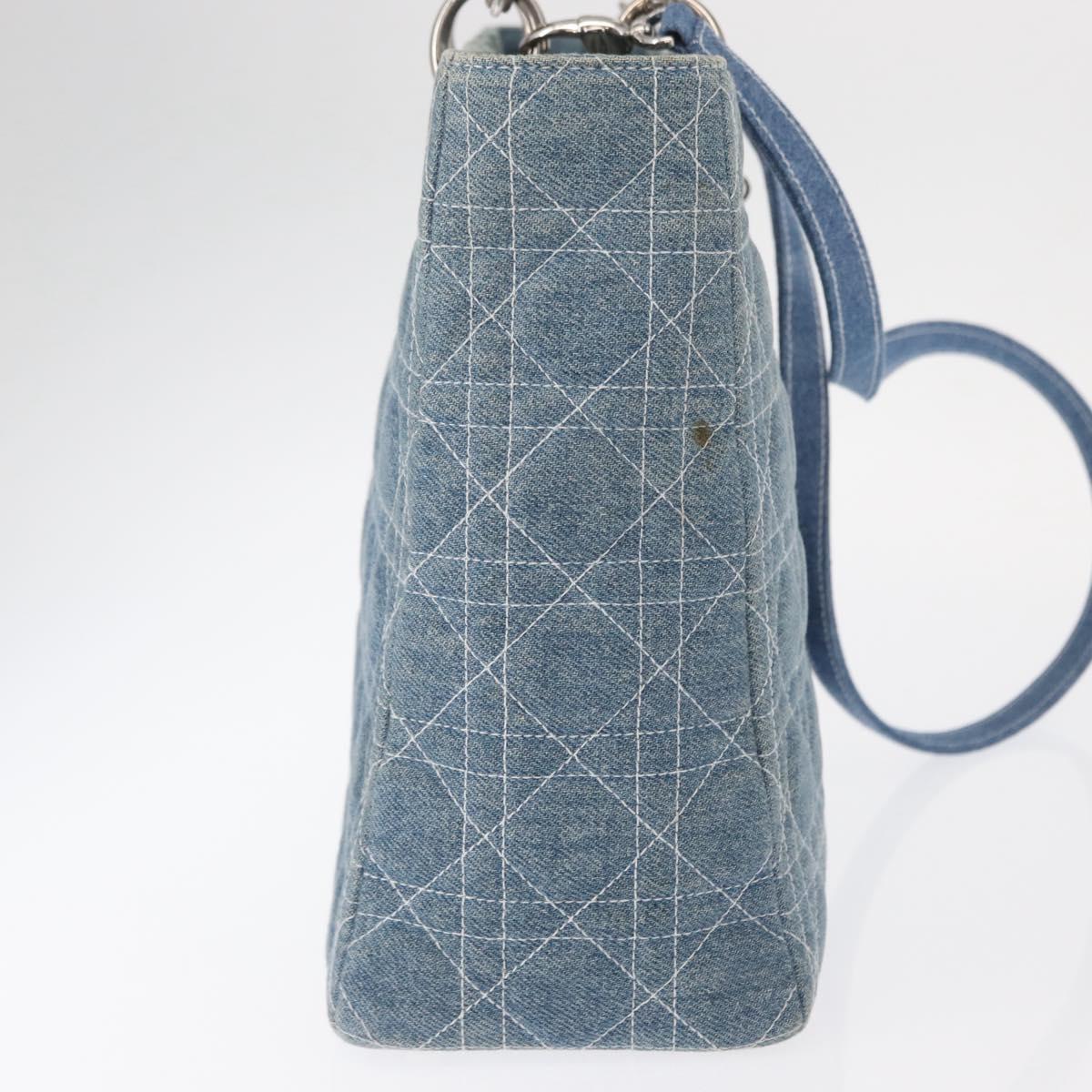 Christian Dior Vintage Lady Dior Bag Cannage Quilt Denim, BLUE, CANVAS, Tote bag