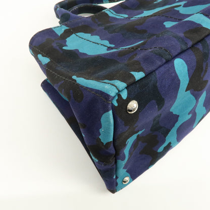 Prada Canapa Convertible Printed Canvas, Blue, Canvas, Tote Bag