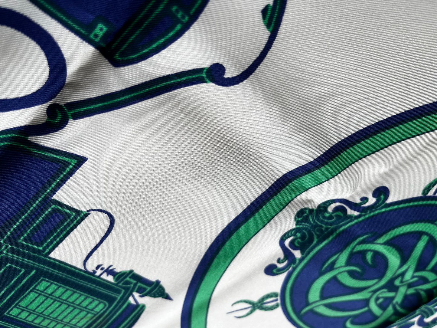 Chanel Carré 90 Silk, Green, Silk, Scarf
