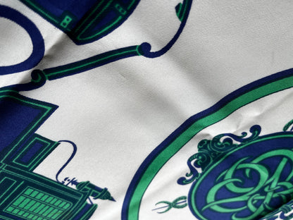 Chanel Carré 90 Silk, Green, Silk, Scarf