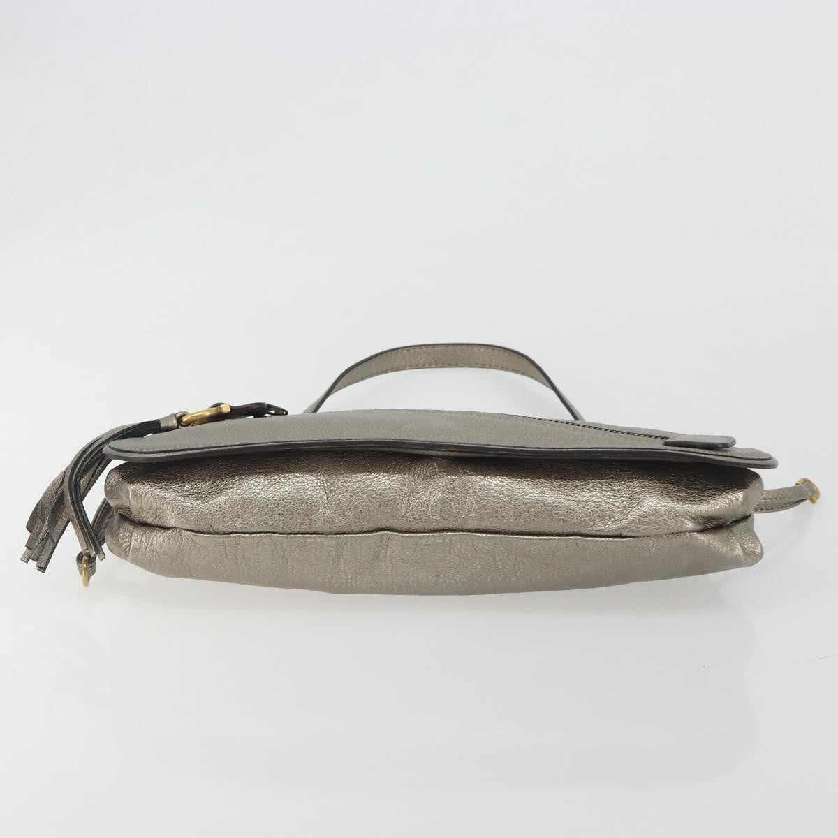 Salvatore Ferragamo Gancini Leather, Silver, Leather, Shoulder Bag