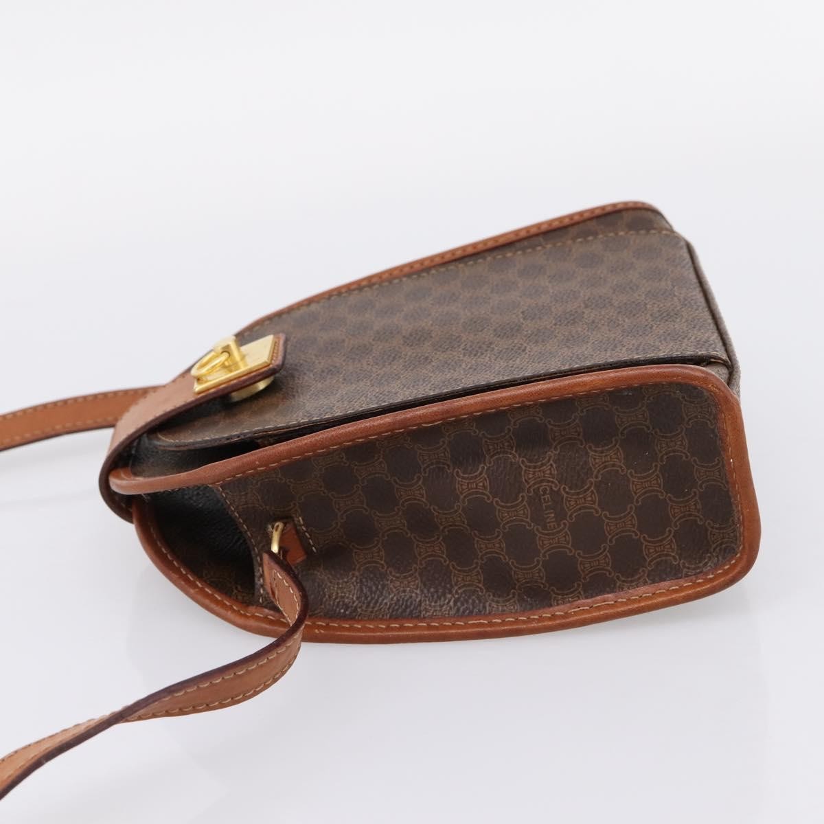 Celine Macadam Shoulder Canvas, Brown, Canvas, Crossbody Bag