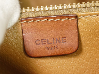 Celine Vintage Macadam Canvas and Leather, Beige, Canvas, Shoulder Bag