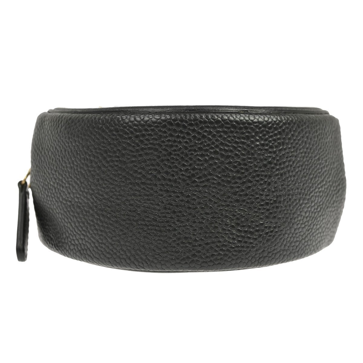 Chanel Filigree Round Clutch with Chain Quilted Caviar, Black, Leather, Shoulder Bag