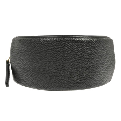 Chanel Filigree Round Clutch with Chain Quilted Caviar, Black, Leather, Shoulder Bag