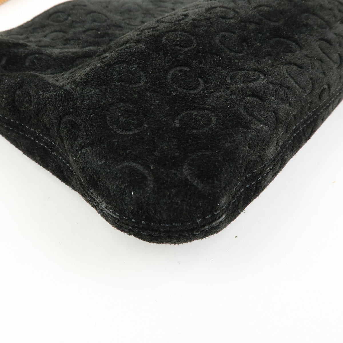 Celine C Macadam Shoulder Suede, Black, Suede, Handbag