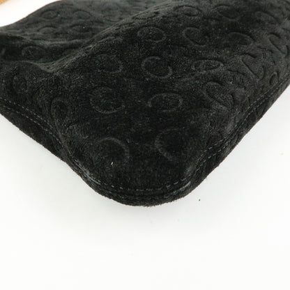 Celine C Macadam Shoulder Suede, Black, Suede, Handbag