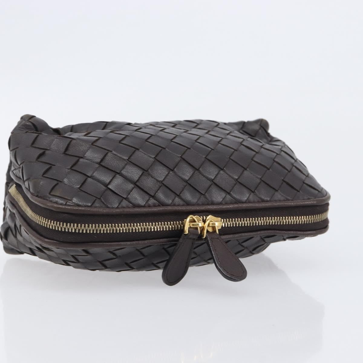 Bottega Veneta Zip Clutch Leather, Brown, Leather, Clutch