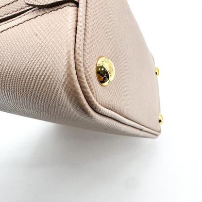 Prada Matinee Top Handle Saffiano Leather, Beige, Leather, Handbag