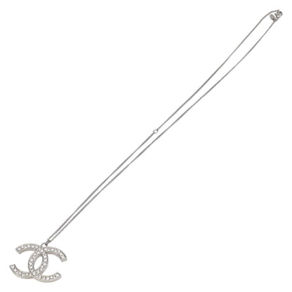 Chanel CC Pendant Metal with Crystals, Silver, Metal, Necklace