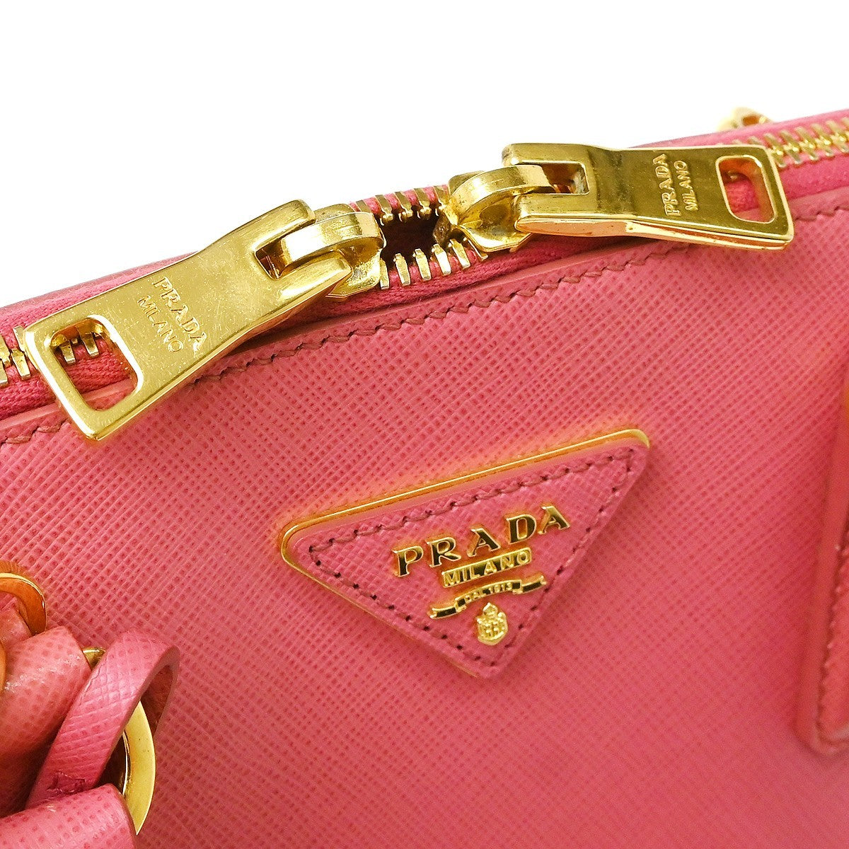 Prada Promenade Saffiano, Pink, Leather, Handbag