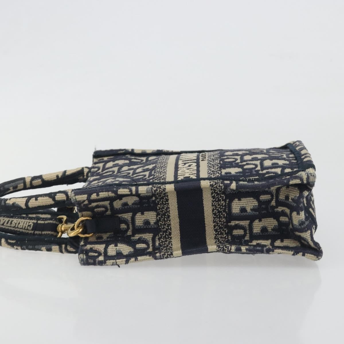 Christian Dior Book Tote Phone Oblique Canvas, Navy, Canvas, Tote Bag