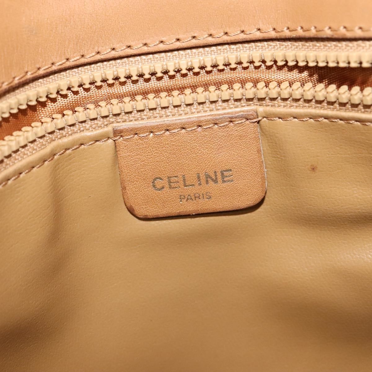 Celine Vintage Macadam Canvas and Leather, Beige, Canvas, Handbag