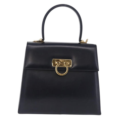 Salvatore Ferragamo Convertible Top Handle Leather, Navy, Leather, Handbag