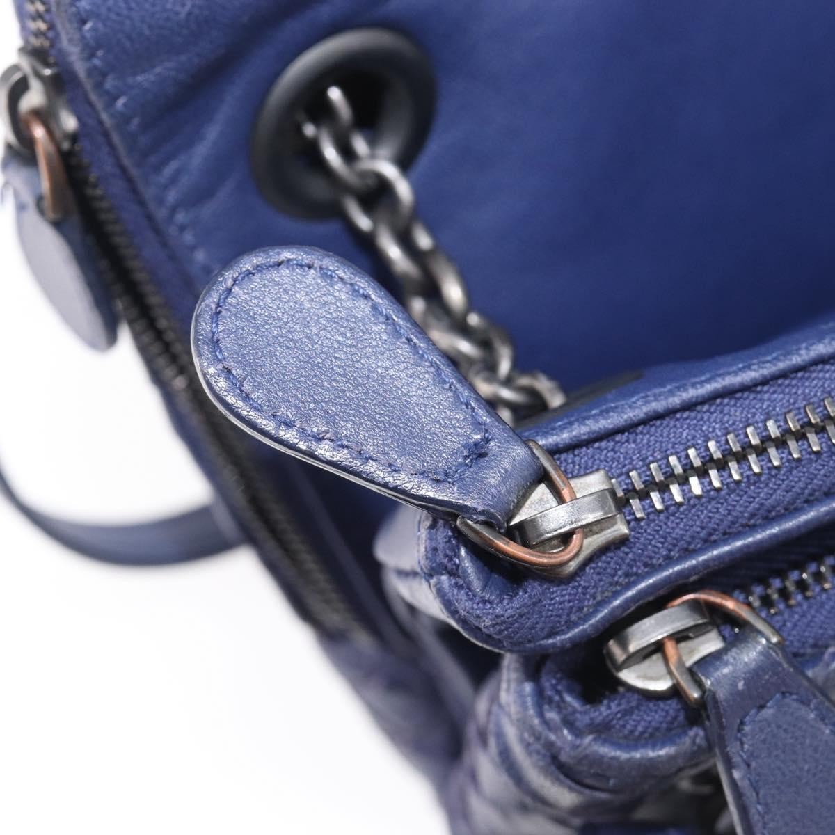 Bottega Veneta Compartment Chain Intrecciato Nappa, Blue, Leather, Shoulder Bag