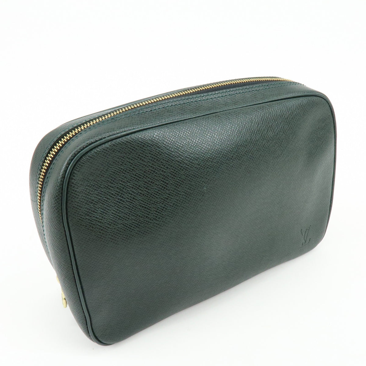 Louis Vuitton Toiletry Pouch Taiga Leather, Green, Leather, Clutch
