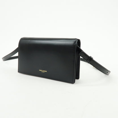 Saint Laurent Paris Chain Leather, Black, Leather, Crossbody Bag