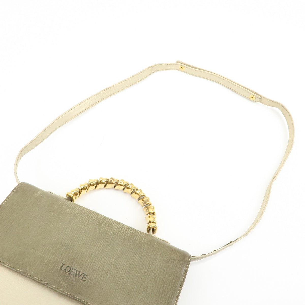 Loewe Vintage Velazquez Top Handle Leather, Beige, Leather, Handbag