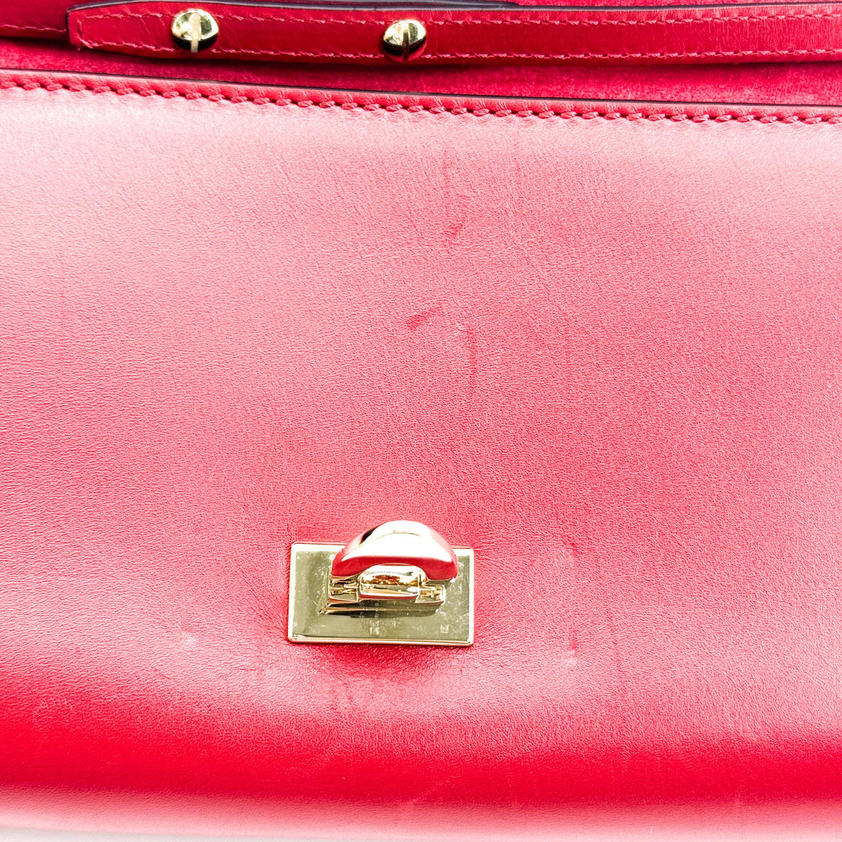 Valentino Garavani Demilune Clutch Studded Leather, Red, Leather, Clutch