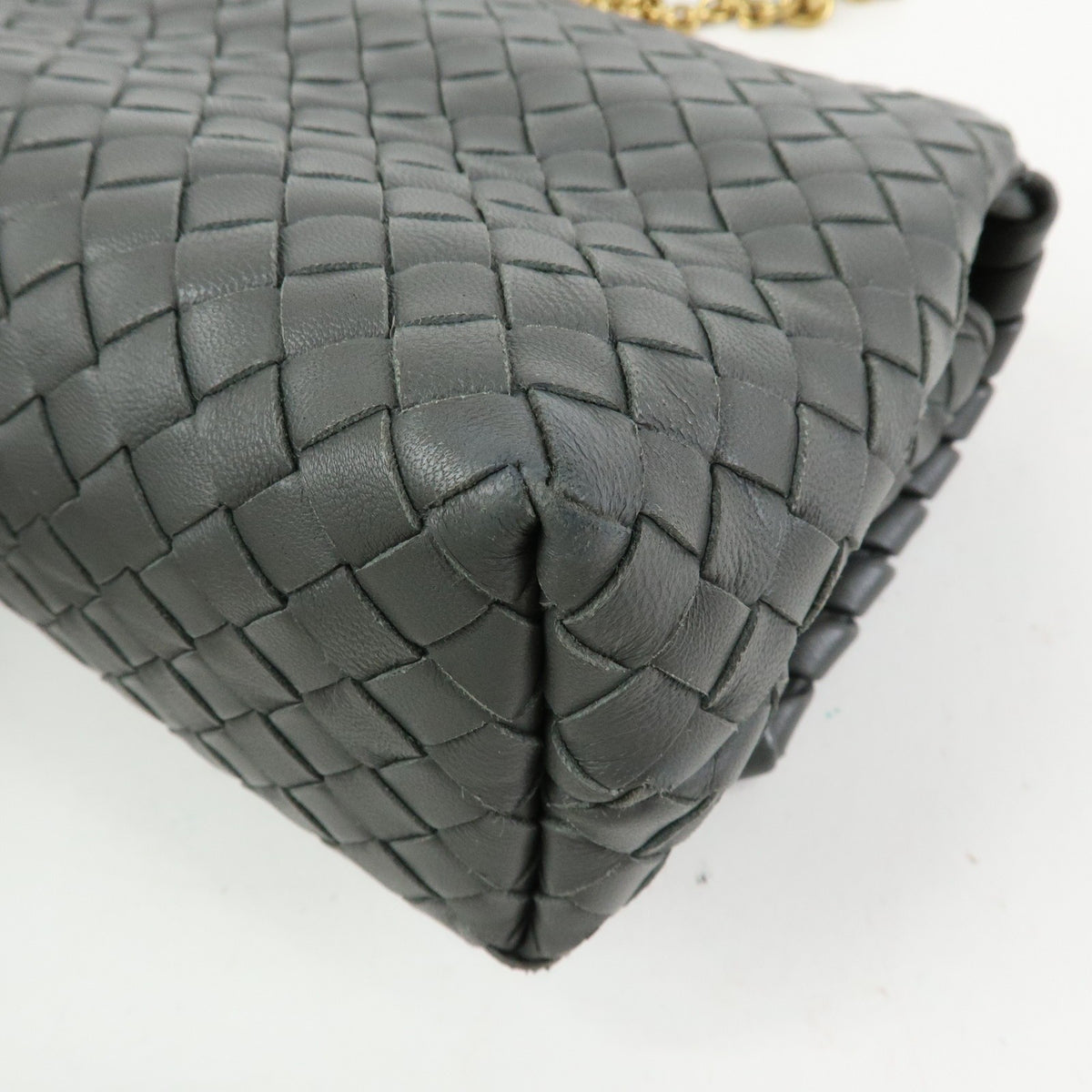 Bottega Veneta Olimpia Intrecciato Nappa, Gray, Leather, Crossbody Bag