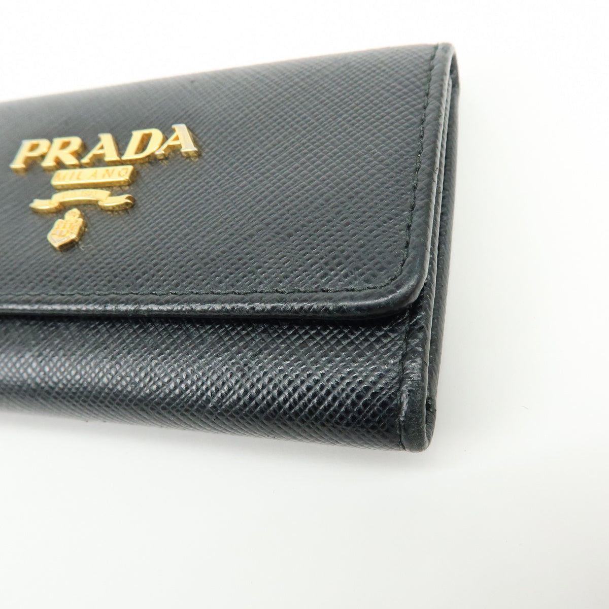 Prada Flap Saffiano Leather, Black, Leather, Wallet