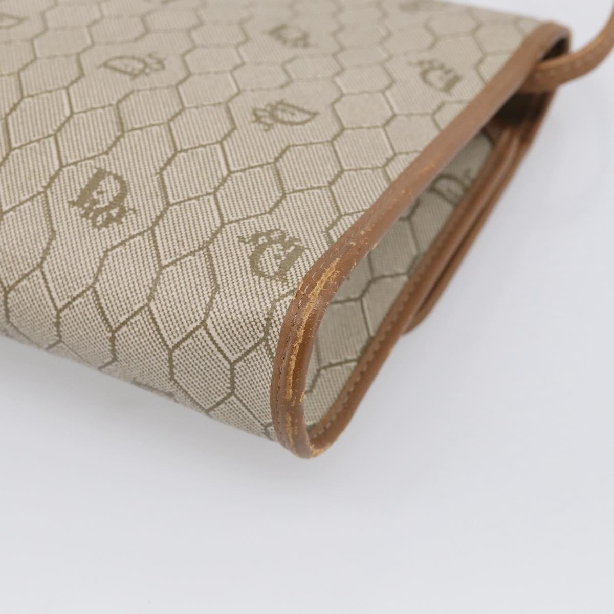 Christian Dior Vintage Honeycomb Canvas, Beige, Canvas, Shoulder Bag