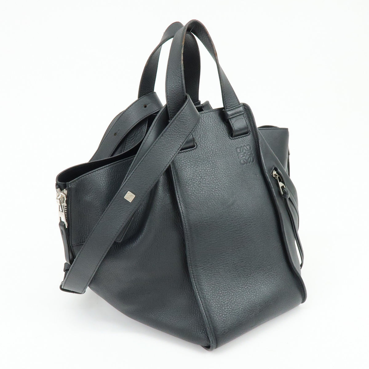 Loewe Hammock Leather, Black, Leather, Handbag