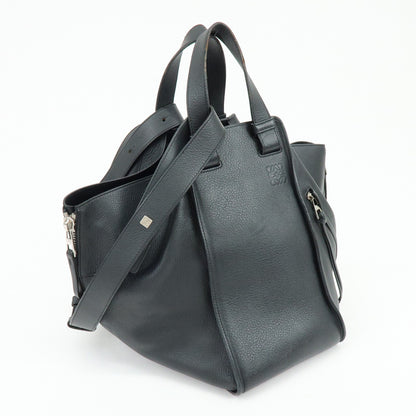 Loewe Hammock Leather, Black, Leather, Handbag
