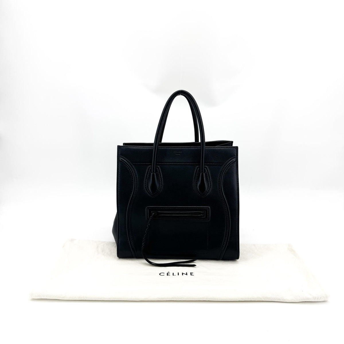 Celine Luggage Smooth Leather, Black, Leather, Handbag