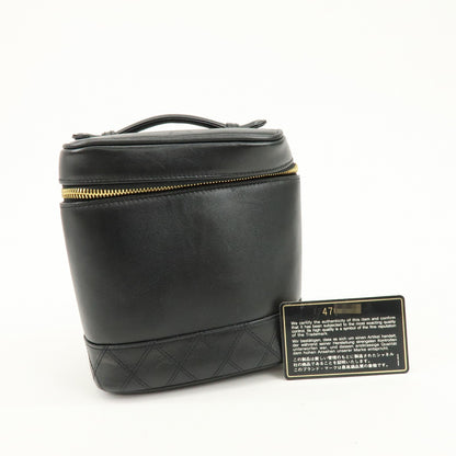 Chanel Vintage Cosmetic Case Lambskin, Black, Leather, Clutch
