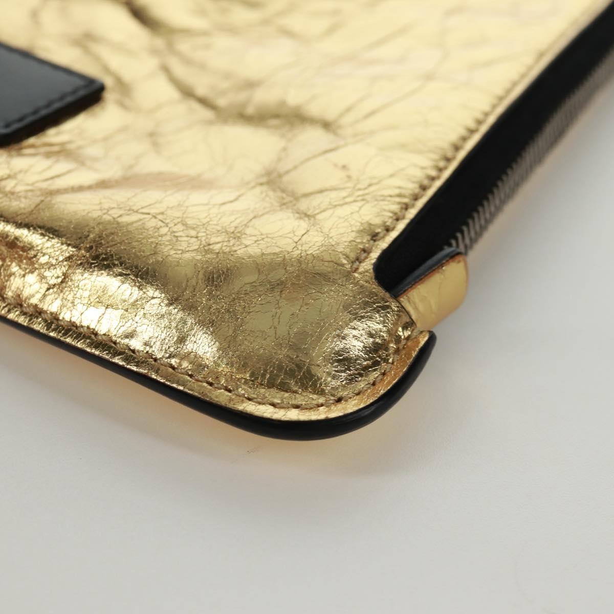 Chanel Feminine Crinkled Leather, Gold, Leather, Clutch