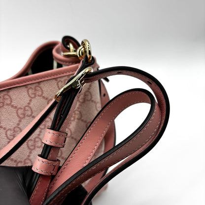 Gucci GG Emblem Bucket Bag GG Coated Canvas, Pink, Canvas, Shoulder Bag