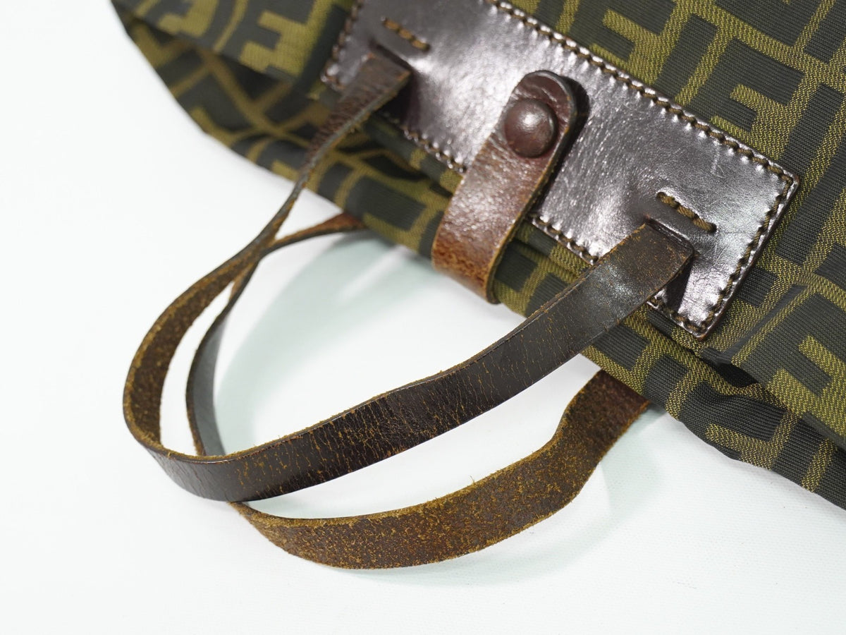 Fendi Convertible Zucca Canvas, Brown, Canvas, Tote Bag