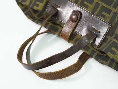 Fendi Convertible Zucca Canvas, Brown, Canvas, Tote Bag