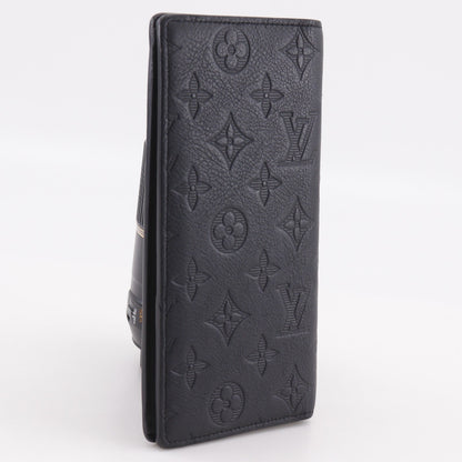 Louis Vuitton Brazza Monogram Shadow Leather, Black, Leather, Wallet